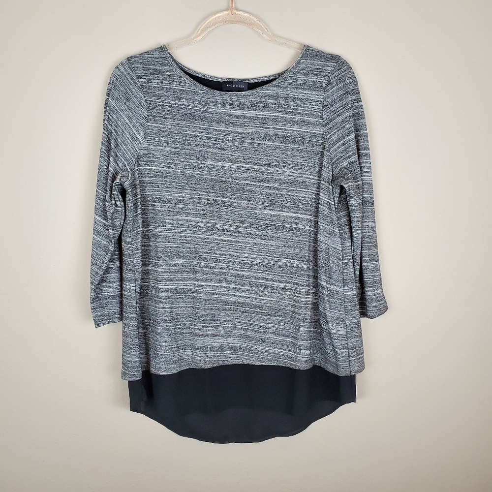 Gray & Black 3/4 Sleeve Shirt by The Limited